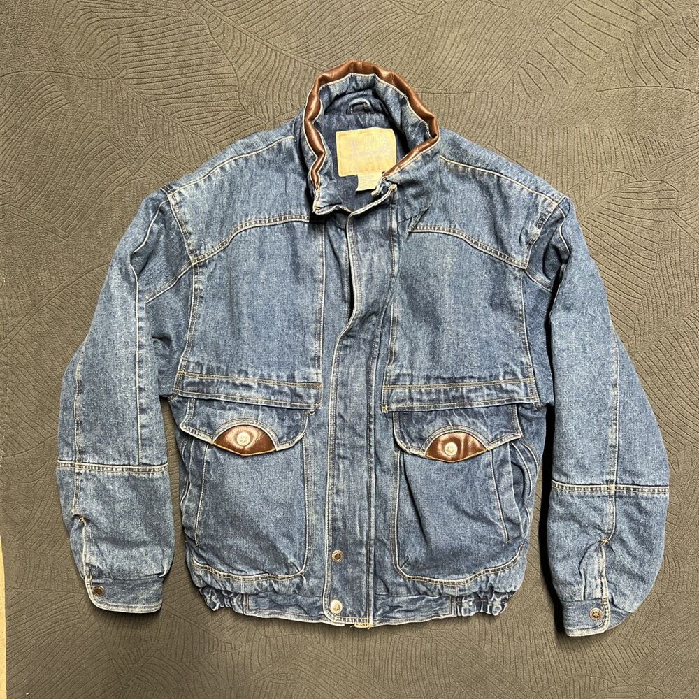 Vintage 90s Faded Glory Denim Bomber Jacket Men’s M